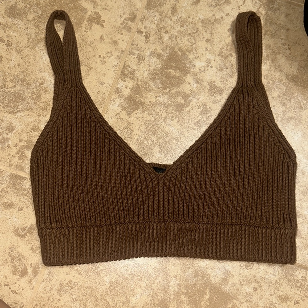 JLUXLABEL Brown Rue Ribbed Knit Crop Top - Picture 3 of 4